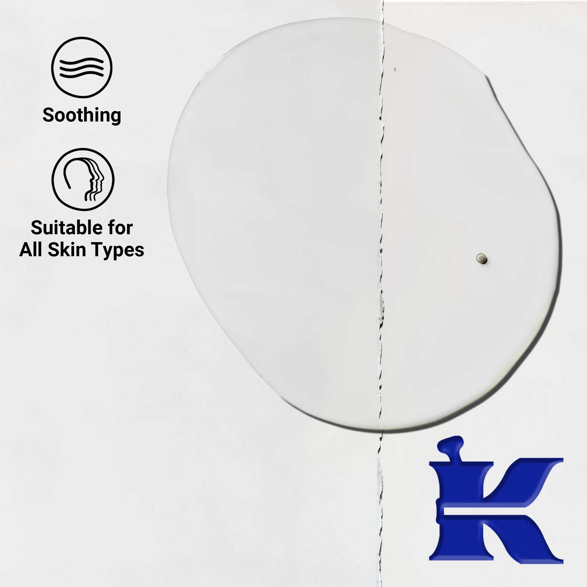 A Midnight Recovery Concentrate arcolaj texturajanak kozelkepe. A szoveg kiemeli simito es nyugtato kepesseget, valamint azt, hogy minden bőrtipusra alkalmas.