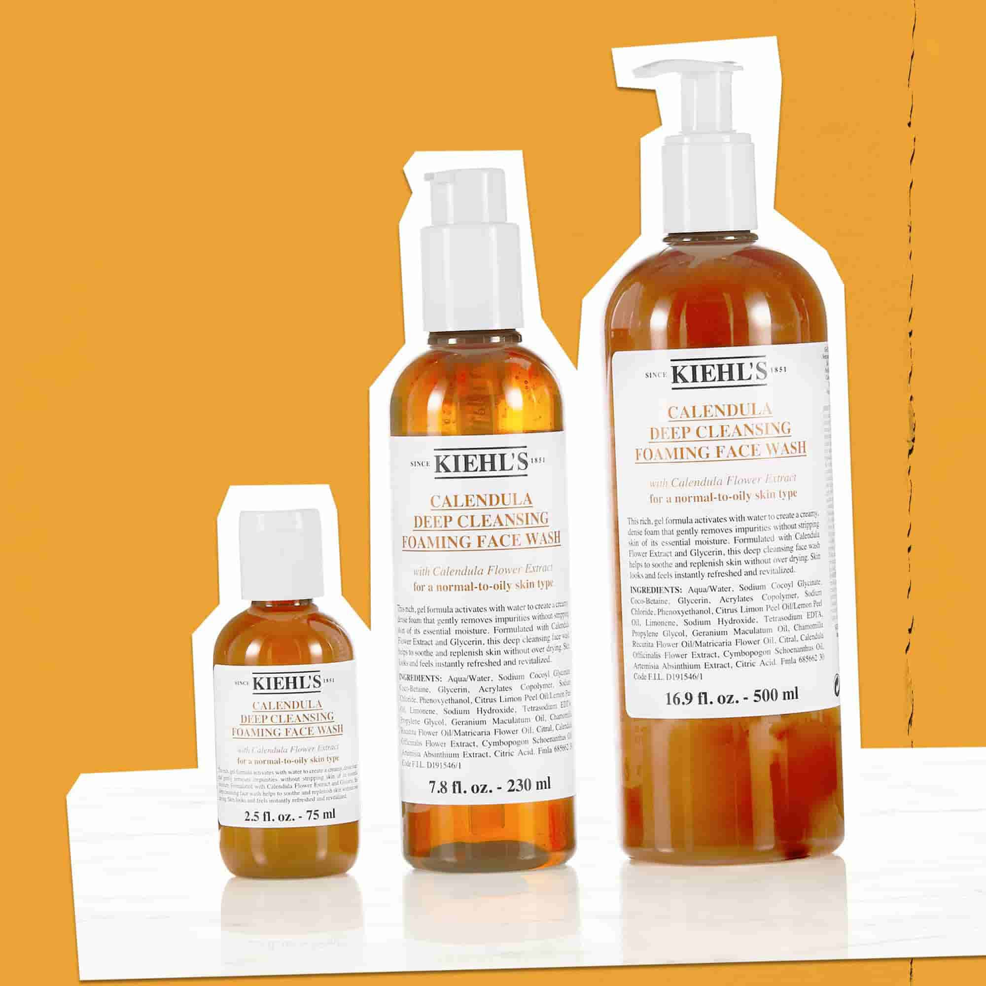 Harom flakon Calendula Foaming Face Wash 75 ml es 500 ml kozotti meretben