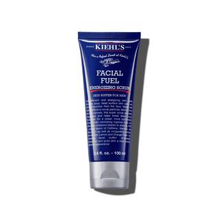 Egy 100 ml-es Kiehl's Facial Fuel Energizing Scrub tubus feher hatter előtt.