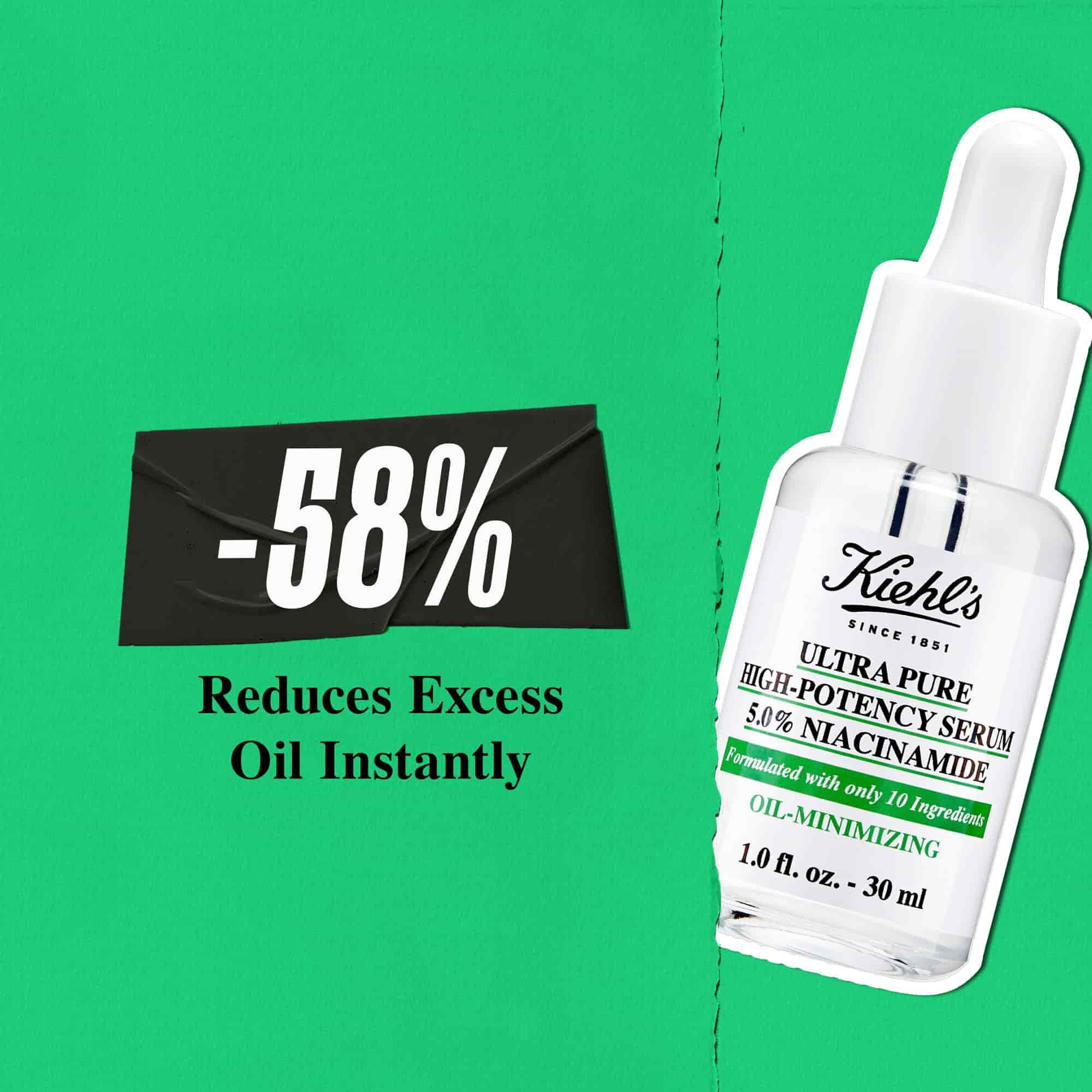 A Kiehl's Ultra Pure High-Potency Serum azonnal 58%-кал csokkenti a felesleges faggyut