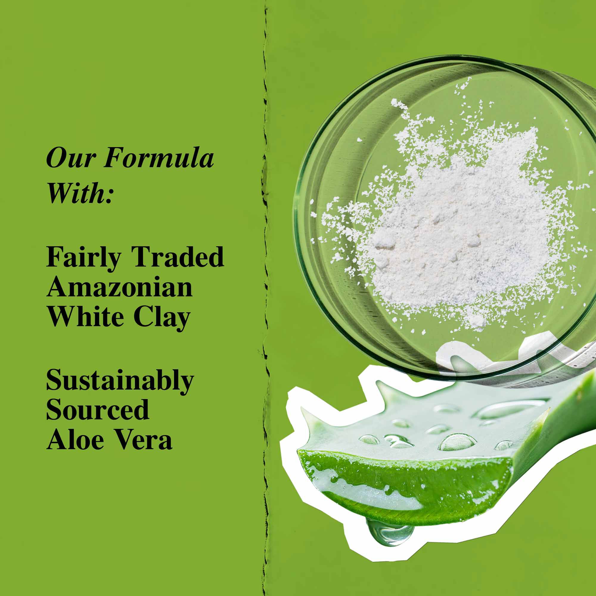 Főbb osszetevők grafika: feher agyag es aloe vera.