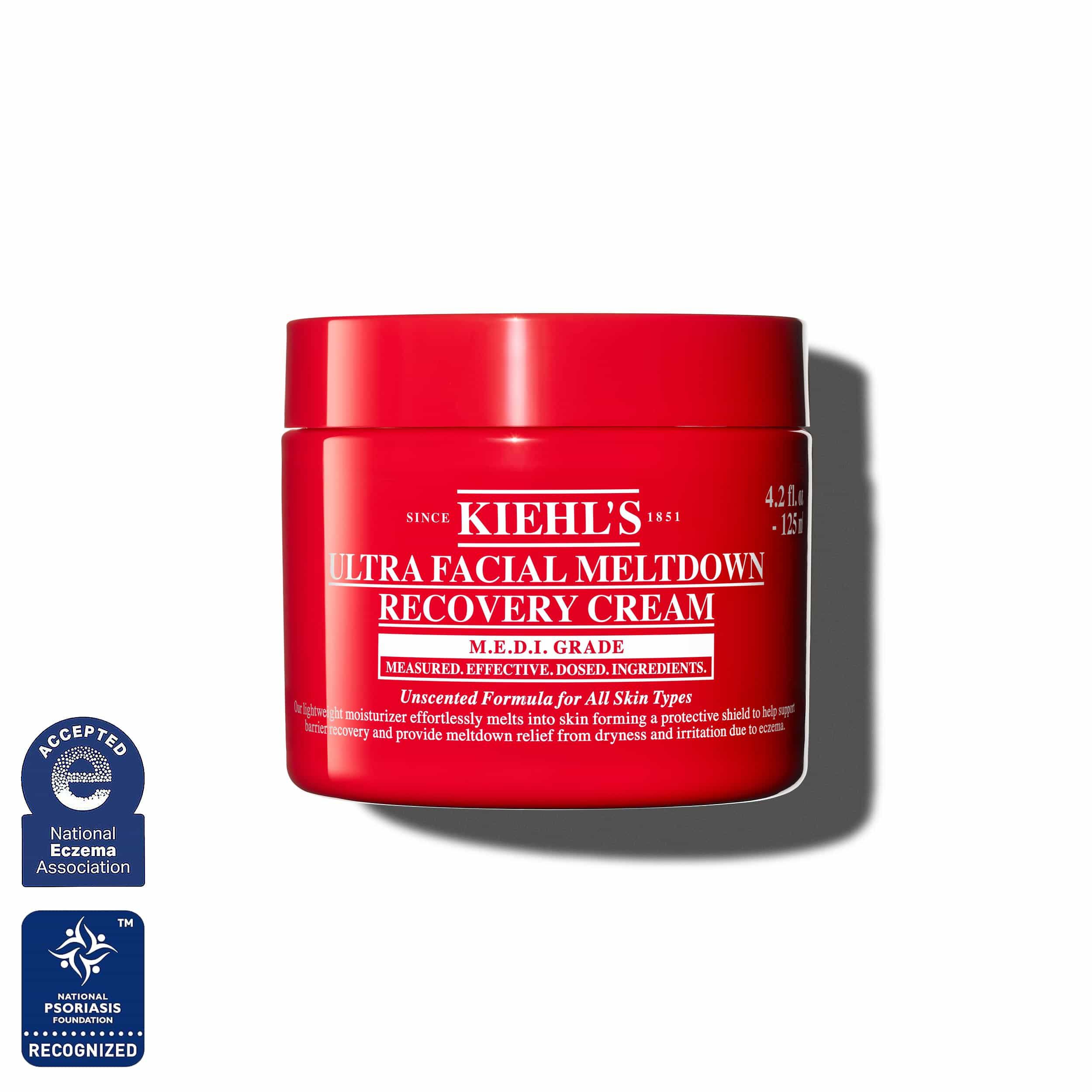 A Kiehl’s Ultra Facial Meltdown Recovery Cream Whip piros tegelye, 125 ml-es kiszereles.