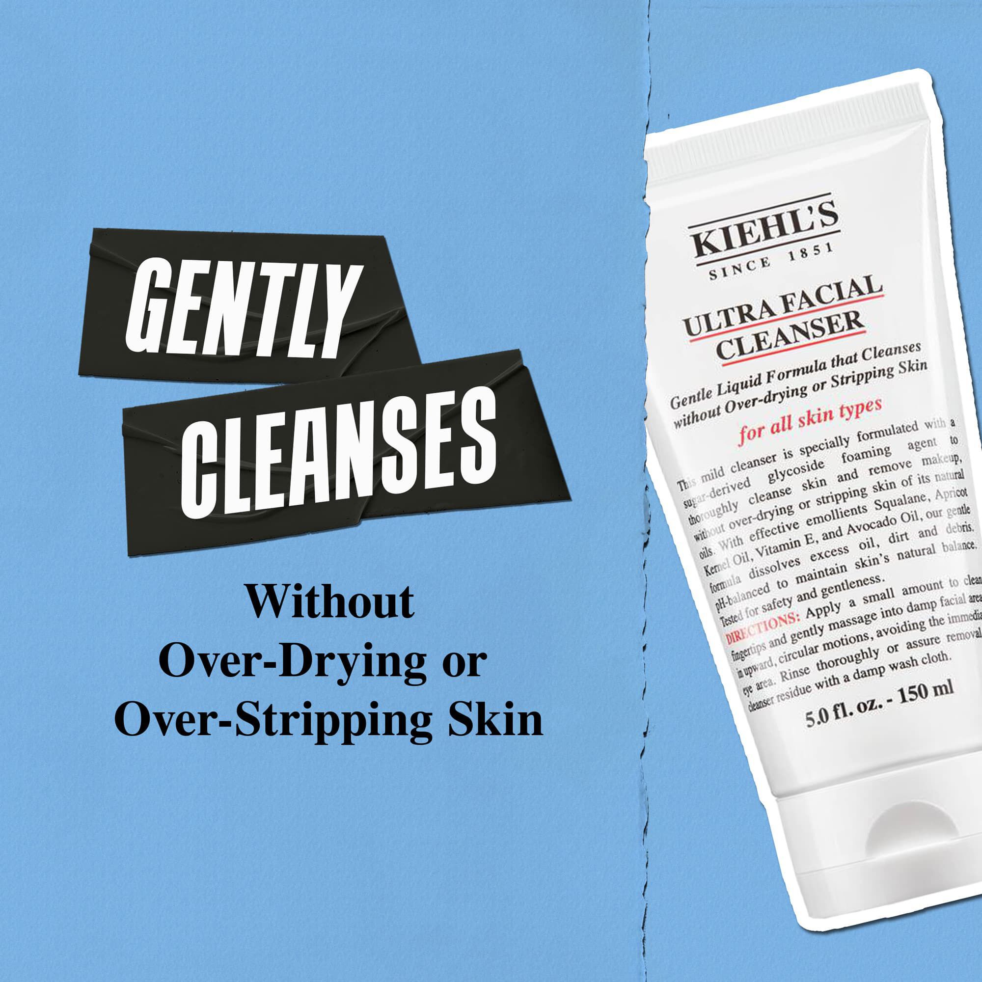A Kiehl's Ultra Facial Cleanser gyengeden tisztit, anelkul, hogy tulszaritana a bőрт или megfosztana termeszetes olajaitol