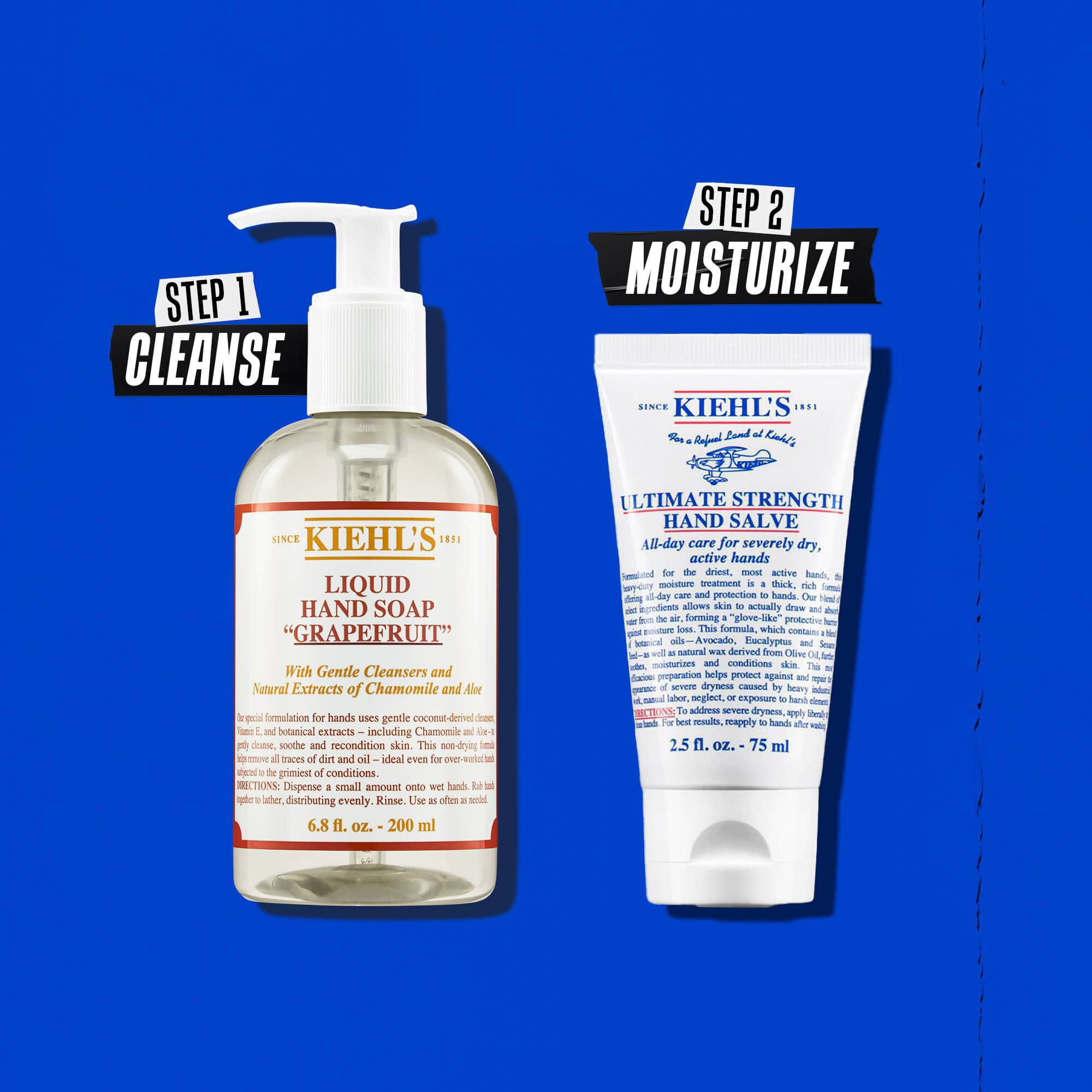 Kiehl's Ultimate Strength Hand Salve rutin illusztracio – tisztitas, hidratalas