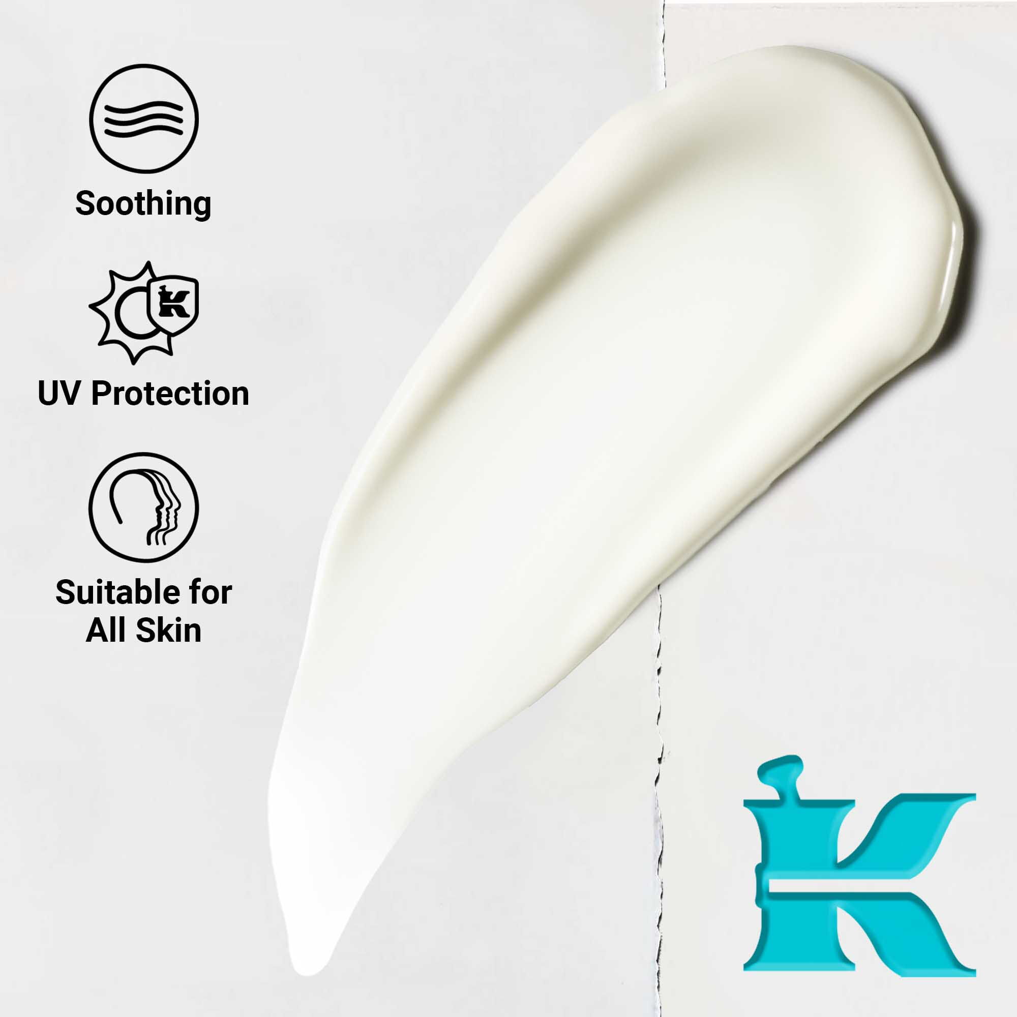 Az Ultra Light Daily UV Defense Aqua Gel texturajanak kozelkepe, amely konnyu, kremes formulat mutat. A szoveg kiemeli a nyugtato es UV-vedő hatast, minden bőrtipusra alkalmas.