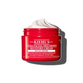 A Kiehl’s Ultra Facial Meltdown Recovery Cream Whip piros tegelye, lagy, habos texturaval.