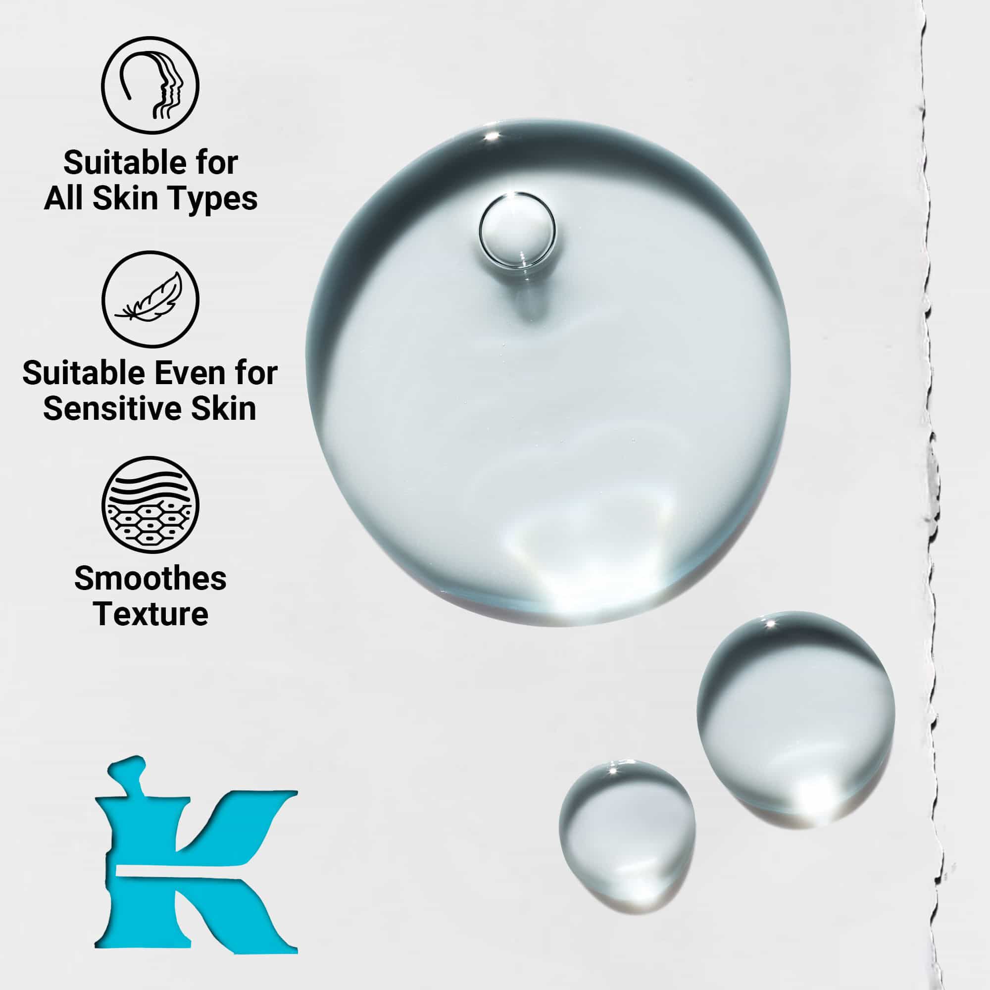 A Clearly Corrective Triple Acid Peel texturajanak kozelkepe, amely tiszta folyadekcseppeket es buborekokat mutat.