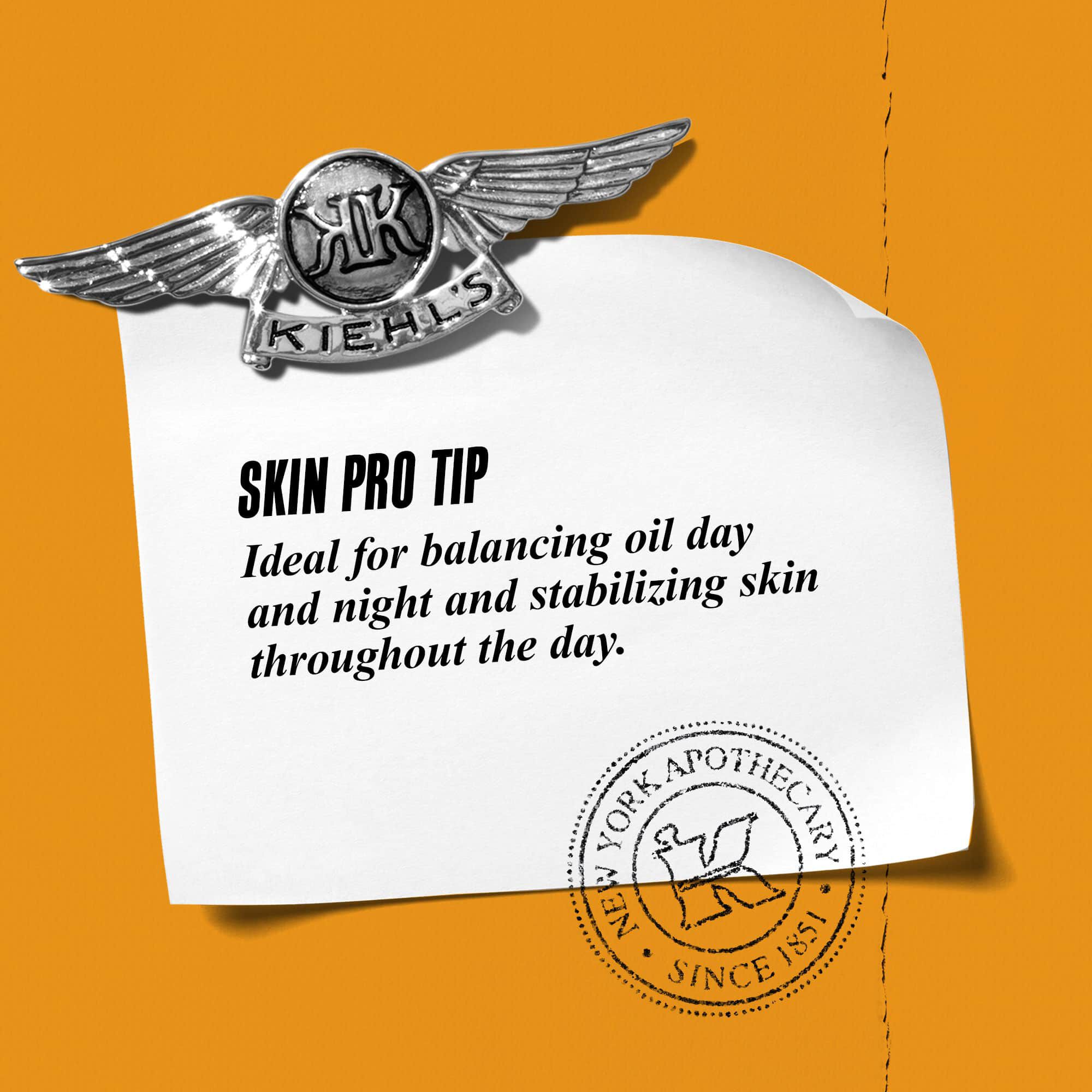 Grafika a kovetkező szoveggel: „Bőrapolasi profi tipp: Idealis az olaj egesz napos kiegyensulyozasara es a bőr egesz napos nyugtatasara”, egy Calendula Herbal-Extract Toner flakon mellett.