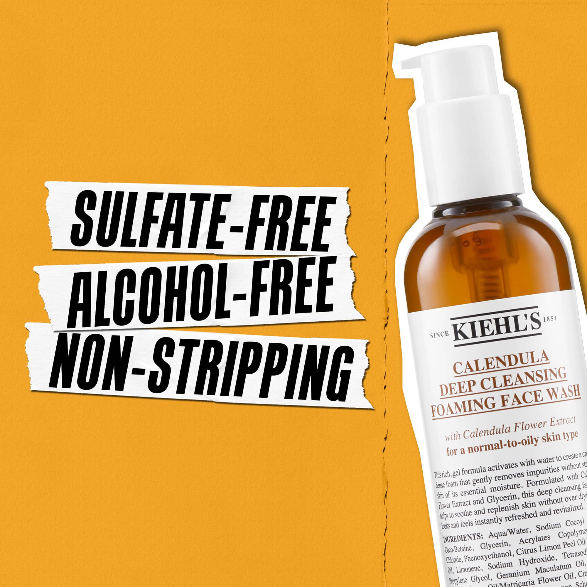 A Kiehl's Calendula Deep Cleaning Foaming Face Wash szulfatmentes, alkoholmentes es nem szaritja a bőrt