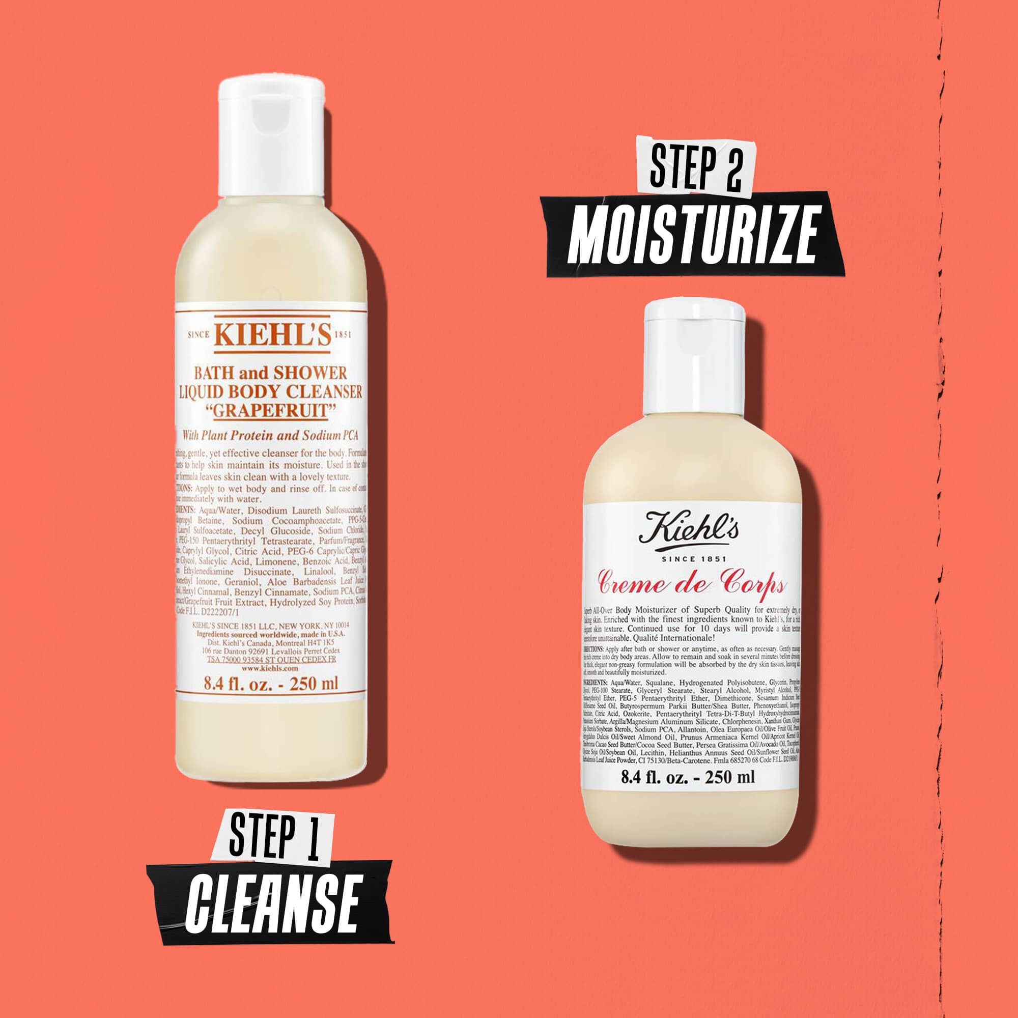 Kiehl's Grapefruit testtisztito rutin illusztracio – tisztitas, hidratalas