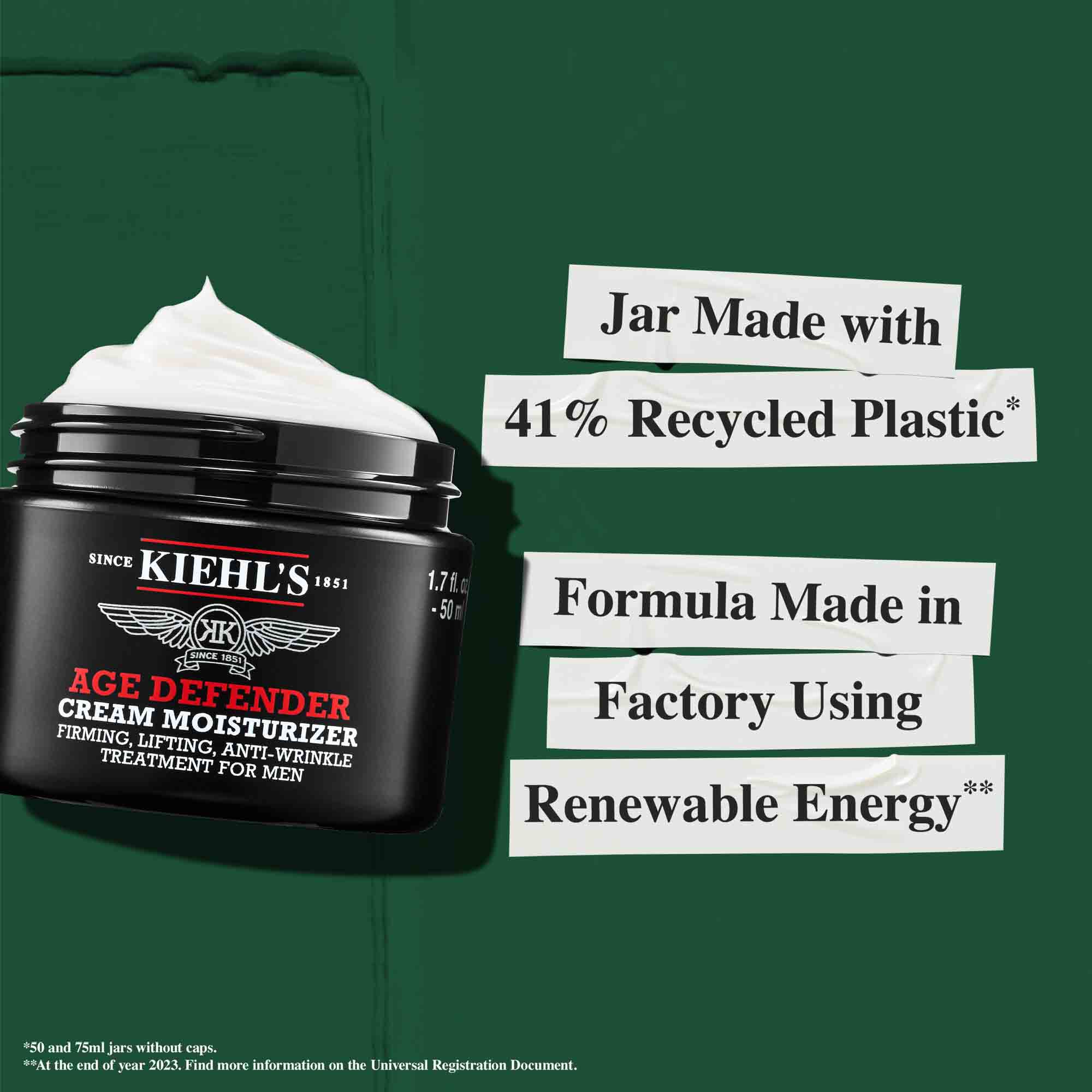 Age Defender tegely 41%-ban ujrahasznositott muanyagbol; megujulo energiat hasznalo gyarban keszult formula.