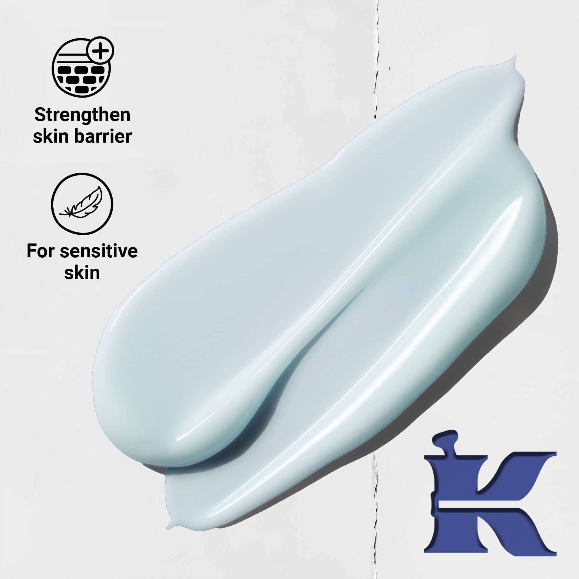 Facial Fuel texturafoto ikonokkal, amelyek jelzik, hogy erősiti a bőrvedő gatat es erzekeny bőrre is alkalmas