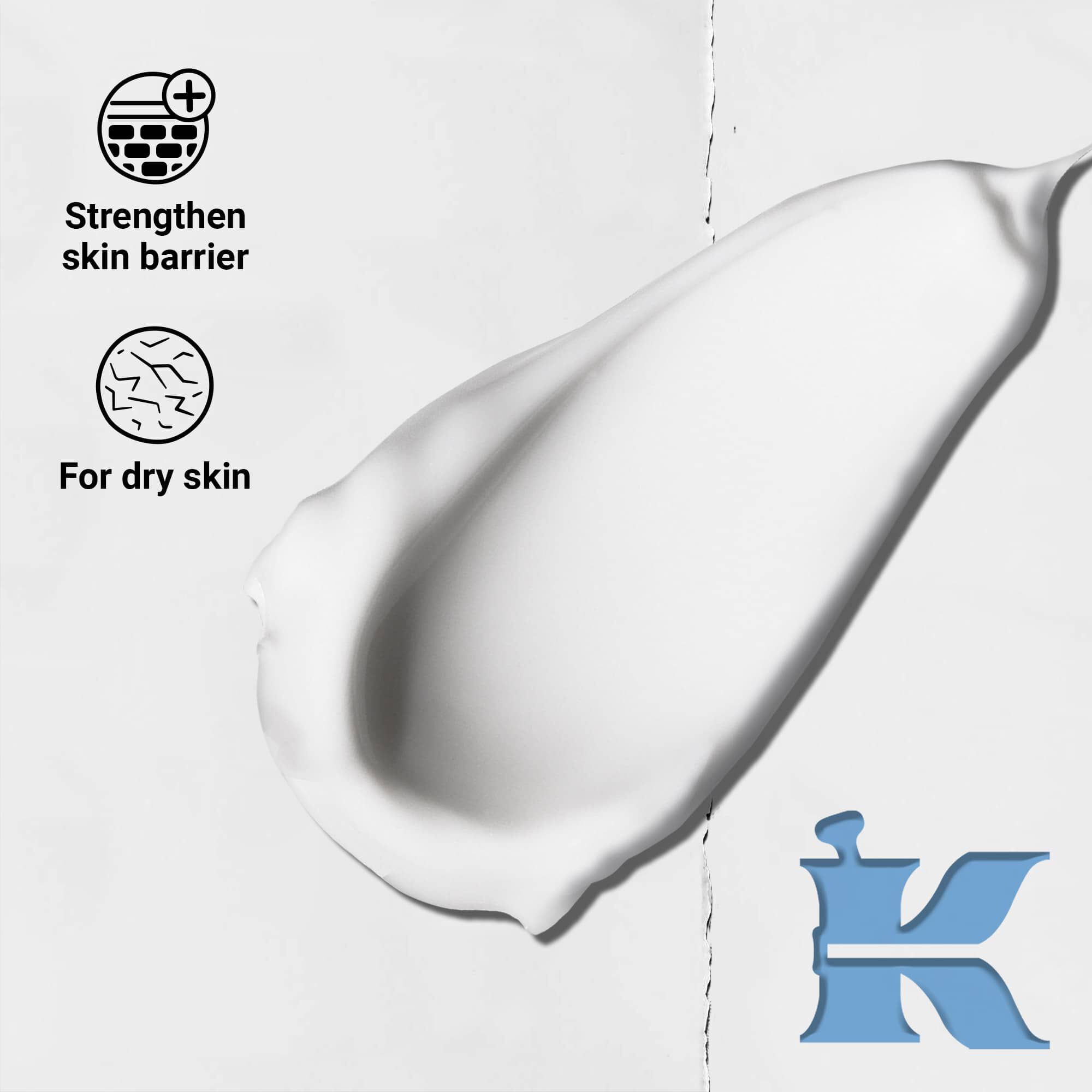 Texturafoto ikonokkal, amelyek jelzik, hogy erősiti a bőrvedő gatat es szaraz bőrre ajanlott