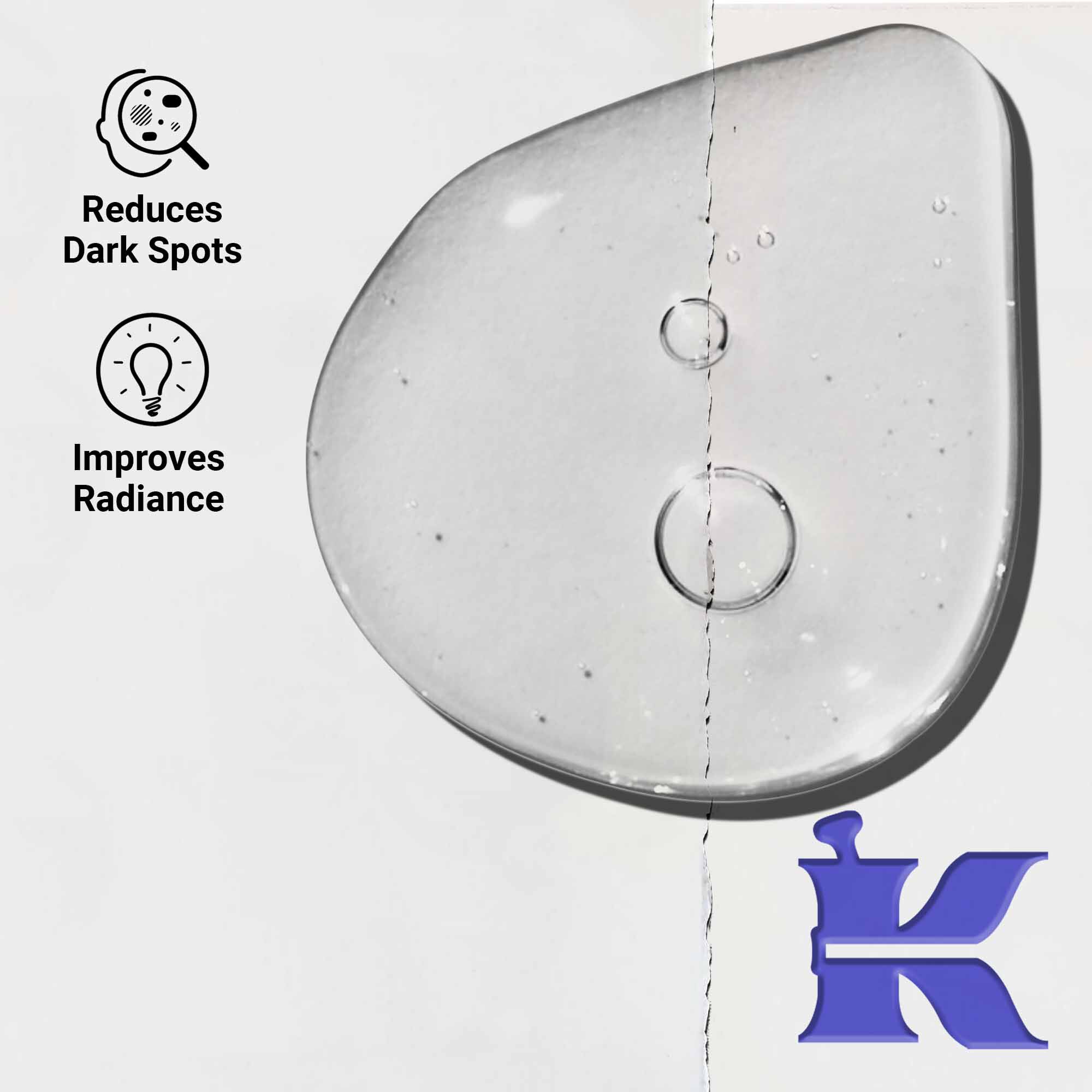 A Clearly Corrective Dark Spot Solution texturajanak kozelkepe tiszta folyadekcseppekkel.