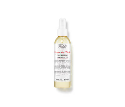 Kiehls kremes testapolo szaraztestolaj spray formajaban, vilagos uvegben, feher cimkevel. 175 ml.