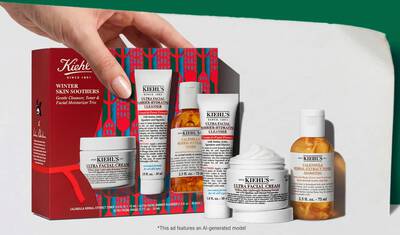 A Kiehl's „Winter Skin Soothers” ajandekcsomag tartalmazza az Ultra Facial arckremet, az Ultra Facial Barrier hidratalo lemosot es a koromvirag-kivonatos gyogynvenyes tonikot, arcedulaval kiegeszitve.