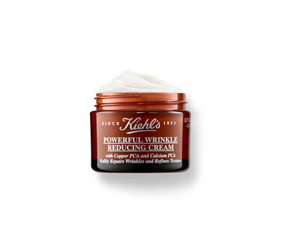 Kiehls Powerful Wrinkle Reducing Cream, regi stilusu uvegben, feher kremmel, ranctalanito hatassal.