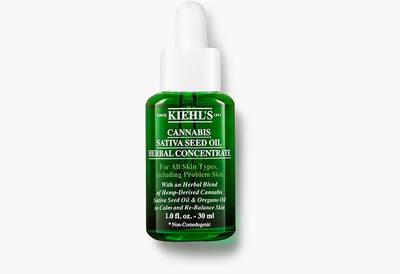 Kiehl's Cannabis Sativa Seed Olaj: zold uvegben, bőrapolasra, problemas bőrre, 30 ml, gyogynovenyes keverekkel.