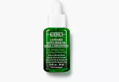 Kiehl's Cannabis Sativa Seed Olaj: zold uvegben, bőrapolasra, problemas bőrre, 30 ml, gyogynovenyes keverekkel.