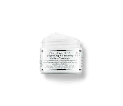 Feher, kor alaku tegely, benne vilagosito es simito hidratalokrem. A cimke reszletezi a termek előnyeit.