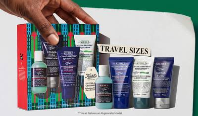 A Kiehl's karacsonyi ajandekszettje – amely az Ultra Facial Creament, az Ultra Body Mega Moisture Squalane testapolot es az avokados szemkornyekapolot (Creamy Eye Treatment with Avocado) tartalmazza – unnepi arcimkevel ellatva